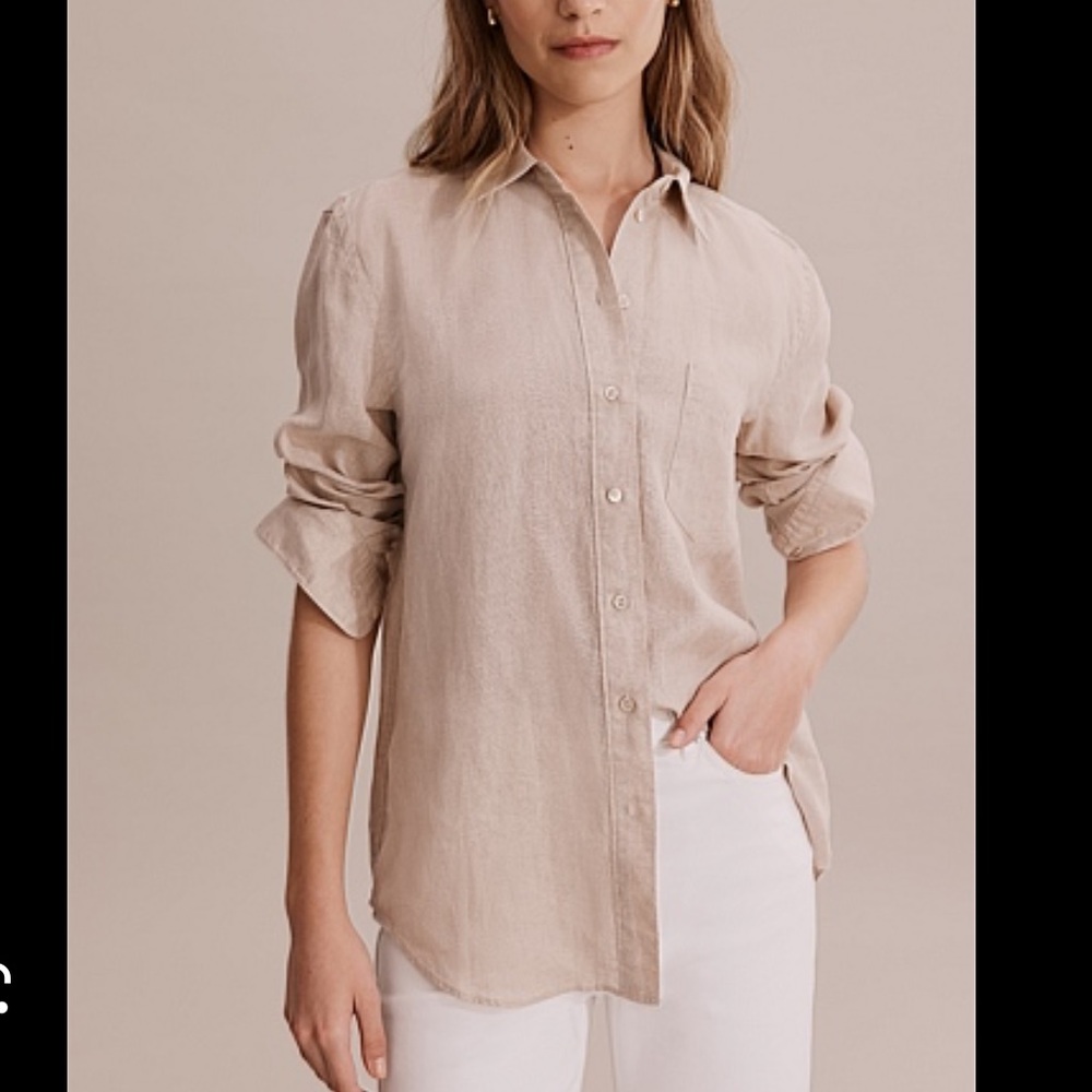 Women's Classic Button-Down Shirt - Beige